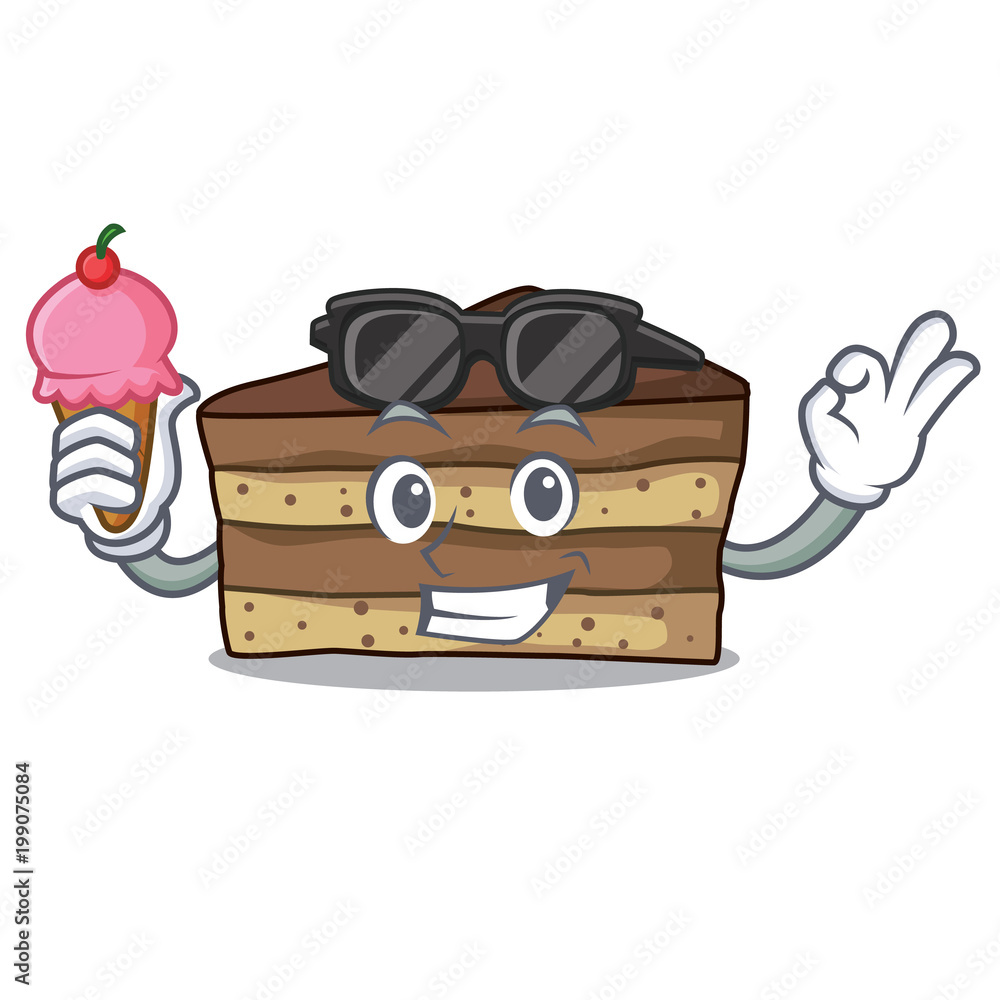 Poster ice cream cool tiramisu character cartoon style