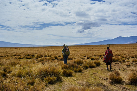 Hike Ngorongoro Conservation Area National park Highlands craters en route for Bulati Village from Nainokanoka with Masai Guide and cook.