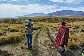 Hike Ngorongoro Conservation Area National park Highlands craters en route for Bulati Village from Nainokanoka with Masai Guide and cook.