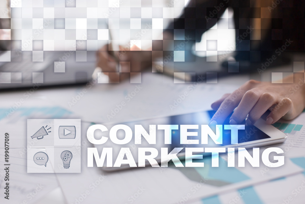 Poster content text on virtual screen. business technology and internet concept.