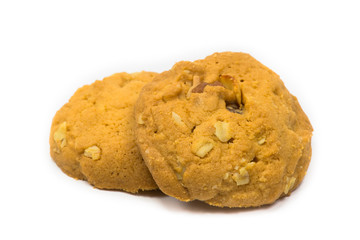 Cookies made from El Monte, placing stacked big pieces on white background