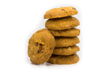 Cookies made from alginate Tierra placed large stacked pieces. Put on white background