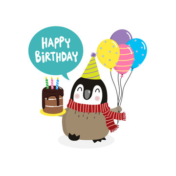 Cute Penguin Happy Birthday
