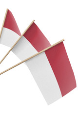 Fototapeta na wymiar Monaco small flags hanging, isolated on white background