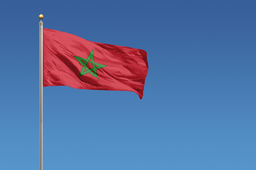 Morocco Flag in front of a clear blue sky