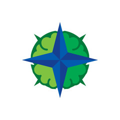 Obraz premium Brain Compass Logo Icon Design