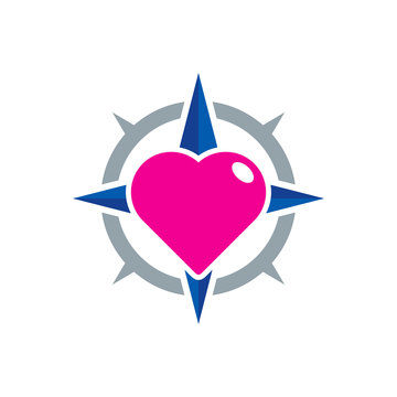 Love Compass Logo Icon Design