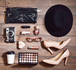 Set of woman beauty accessories