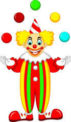 cute clown cartoon playing ball with smiling