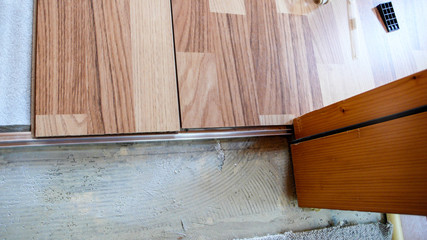 renovation work and do-it-yourself preparations for laying wooden flooring