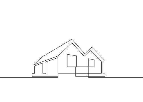 one line logo design of real estate house market agency