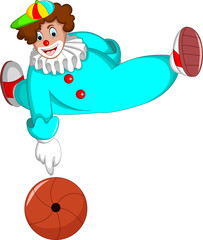 cute clown cartoon jump with laughing and bring ball