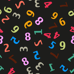 Seamless pattern with colorful numbers. Vector.