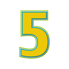 Fototapeta premium Number five with colorful colors and soft shadow. Vector.