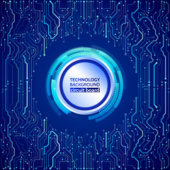 Circuit board vector illustration. High-tech technology background texture. Abstract communication cybernetic element.