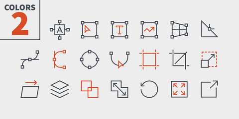 Graphic Design Pixel Perfect Well-crafted Vector Thin Line Icons 48x48 Ready for 24x24 Grid for Web Graphics and Apps with Editable Stroke. Simple Minimal Pictogram Part 1-4