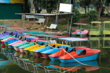 Colorful water bikes