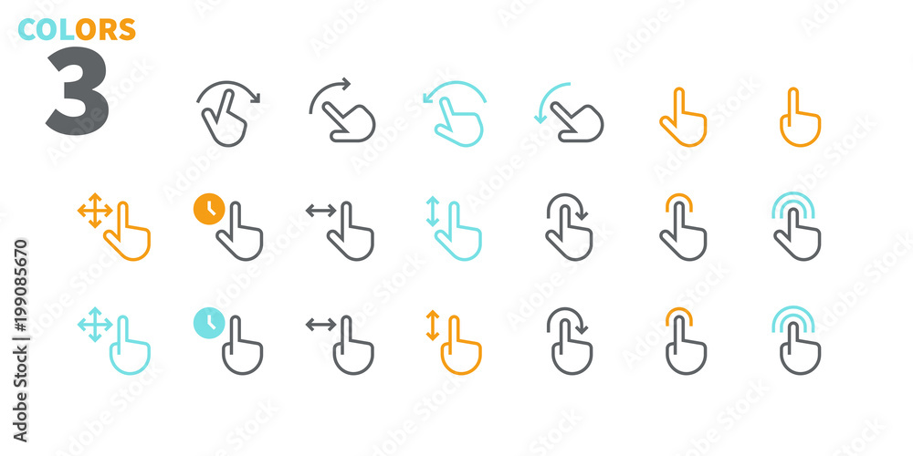 Poster gesture view outlined pixel perfect well-crafted vector thin line icons 48x48 ready for 24x24 grid f