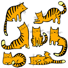 Cute cats set. Pretty kitty collection. Vector childish hand drawn illustration