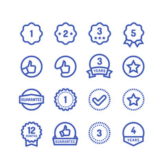 Warranty stamps line icons. Goods durability guarantee circular vector symbols isolated - obrazy, fototapety, plakaty