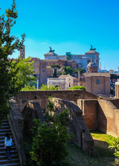 Roman forum ruins in Rome, Italy