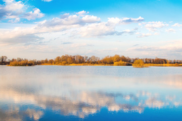 Beautiful landscape in coutryside, lake in Koncanica, Croatia 