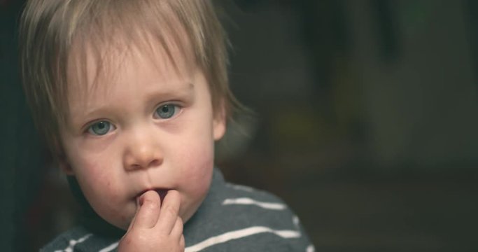 Cute little boy eating beetroot