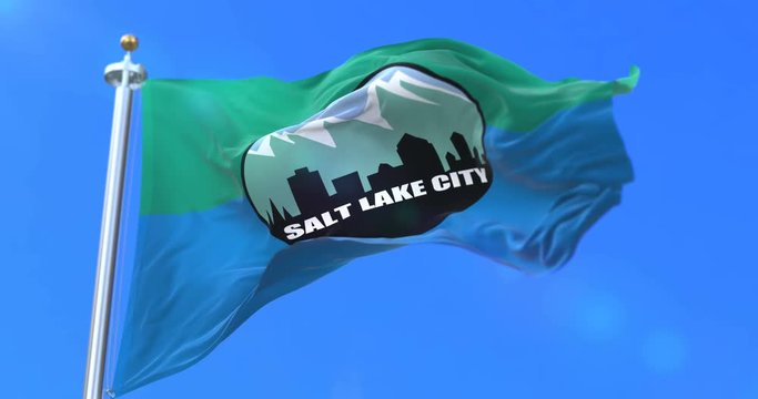 Flag of Salt Lake City city, city of Utah in United States of America - loop