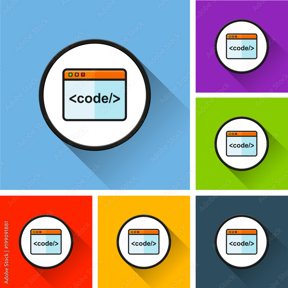 Poster coding icons with long shadow