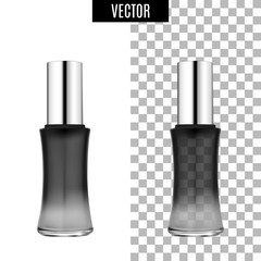 3d white realistic cosmetic package icon empty tubes on transparent background vector illustration. Realistic white plastic bottle for cream liquid soap with a pump.