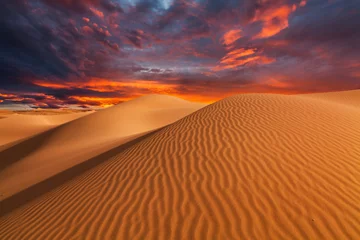 Crédence de cuisine en verre imprimé Sécheresse Beautiful sand dunes in the Sahara desert