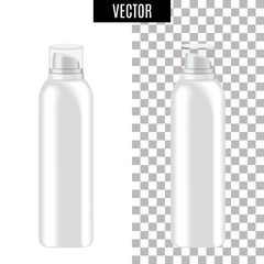 3d white realistic cosmetic package icon empty tubes on transparent background vector illustration. Realistic white plastic bottle for cream liquid soap with a pump.