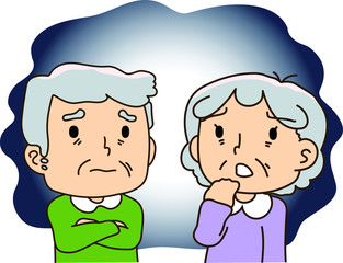 Elderly couple, great anxiety