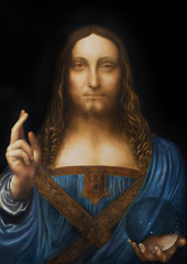 Obrazy  Zbawiciel świata. Salvador mundi. Moja własna reprodukcja obrazu Leonarda Da Vinci.
