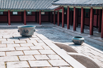 Naklejka premium Gyeonghuigung Palace, traditional architecture in Seoul, Korea