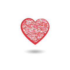 Disproportionate red heart with texture and shadow