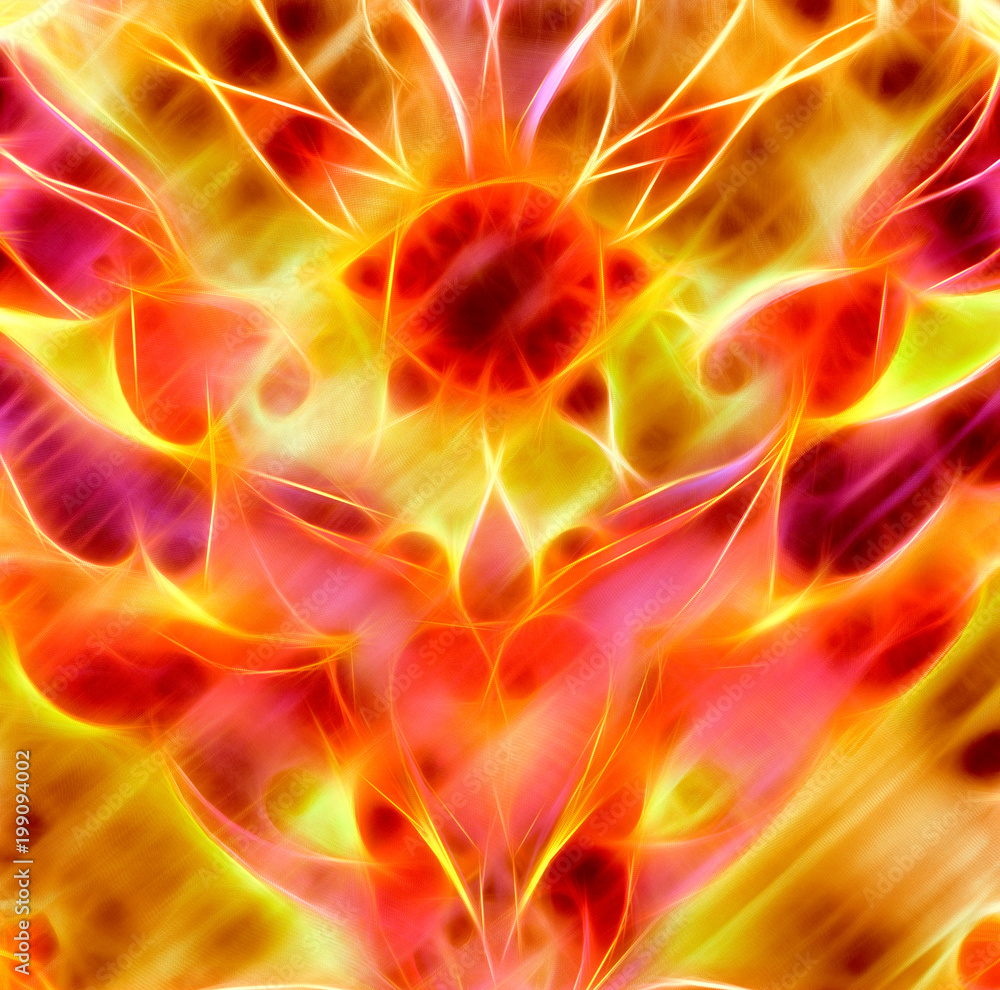 Poster color abstract background with filigrane fractal structure.