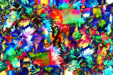 Obraz na płótnie Canvas Beautiful meadow flower. computer aquarelle painting collage.
