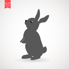 Easter rabbits silhouette isolated on a white background. Cartoon vector element . Animal