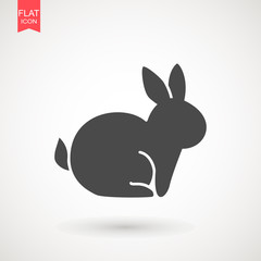 Easter rabbits silhouette isolated on a white background. Cartoon vector element . Animal