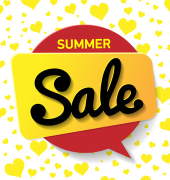 Web Banner sale summer. Vector summer background for Your discount. final reduction - isolated on white background Red circle on background heart.