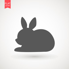 Easter rabbits silhouette isolated on a white background. Cartoon vector element . Animal