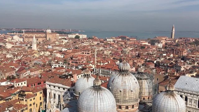 Panoramic Aerial View of Venice. Italy. Europe. Panorama of Old Town. Morning Light.