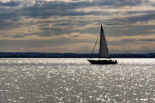 Sailing ship on Lake Balaton, Hungary