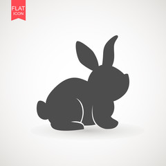 Easter rabbits silhouette isolated on a white background. Cartoon vector element . Animal