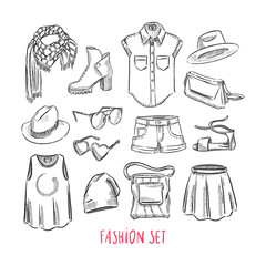 Naklejka premium set of female clothing