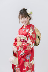 Fototapeta premium 振袖の着物を着た女性