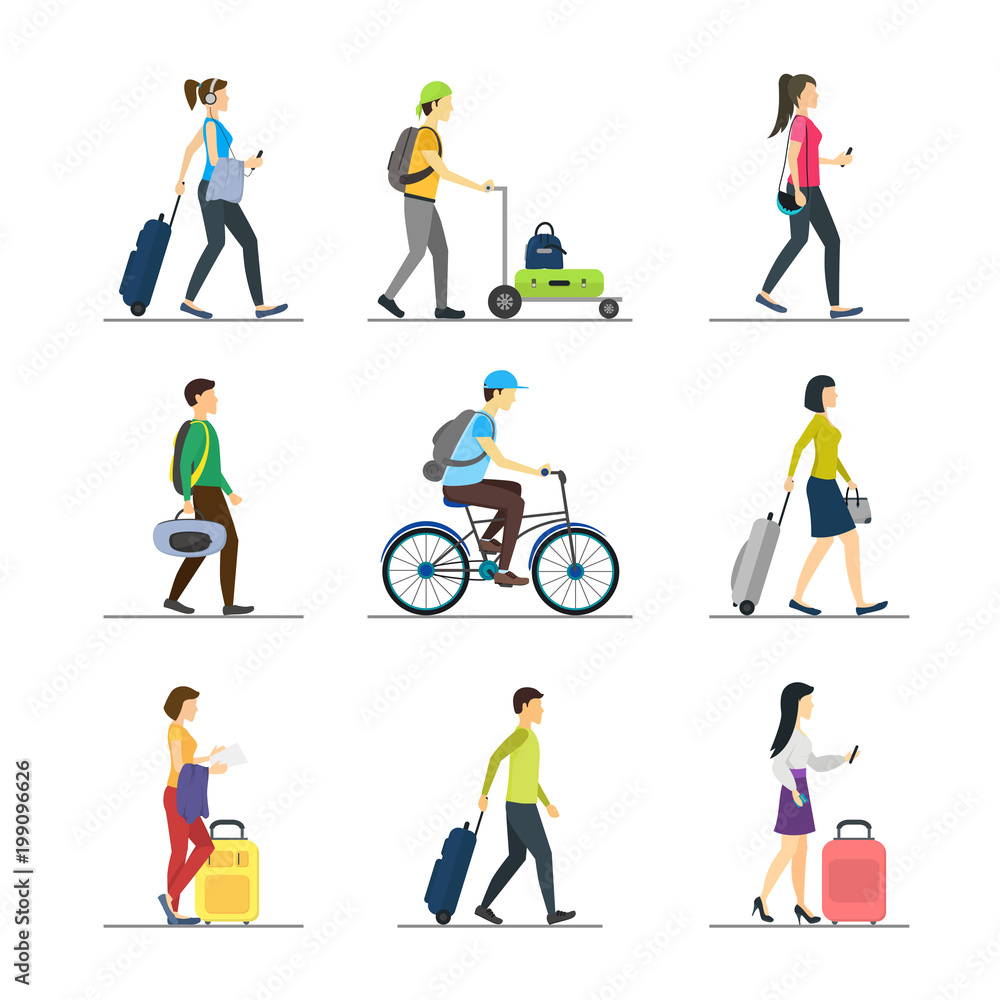 Wall mural Cartoon People Traveling Set. Vector