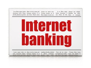Currency concept: newspaper headline Internet Banking on White background, 3D rendering
