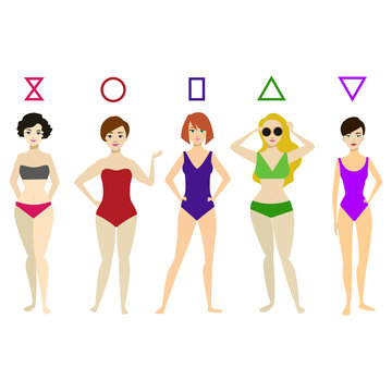 Cartoon Woman Body Shape Different Types Set. Vector